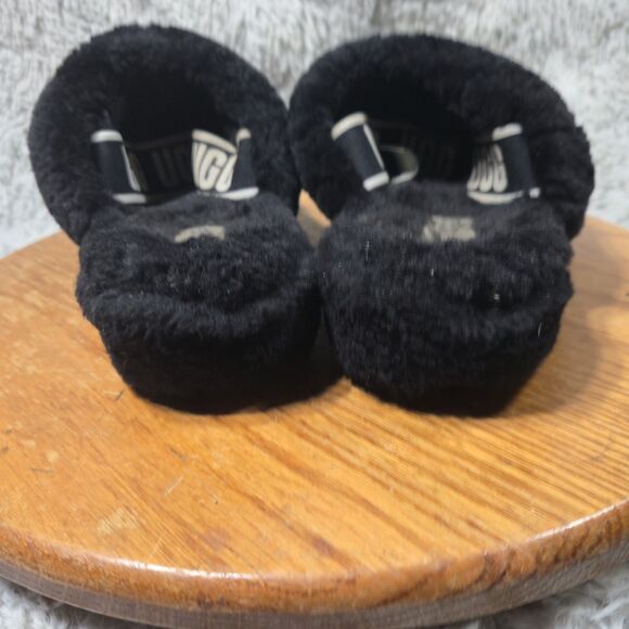 UGG Australia Fluff Yeah Womens Sz 8 Black Sheepskin Elastic Comfy Winter Slides - Picture 5 of 10